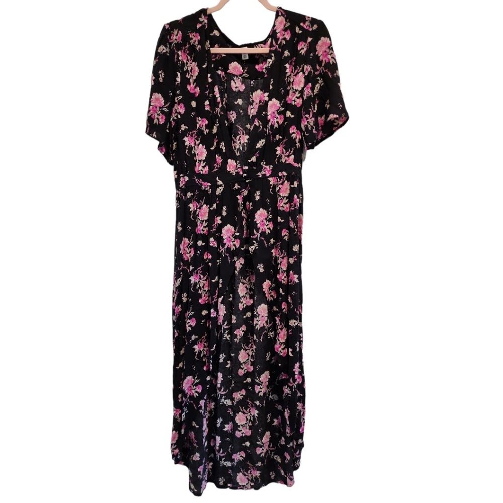 Floral Open Front Kimono Dress